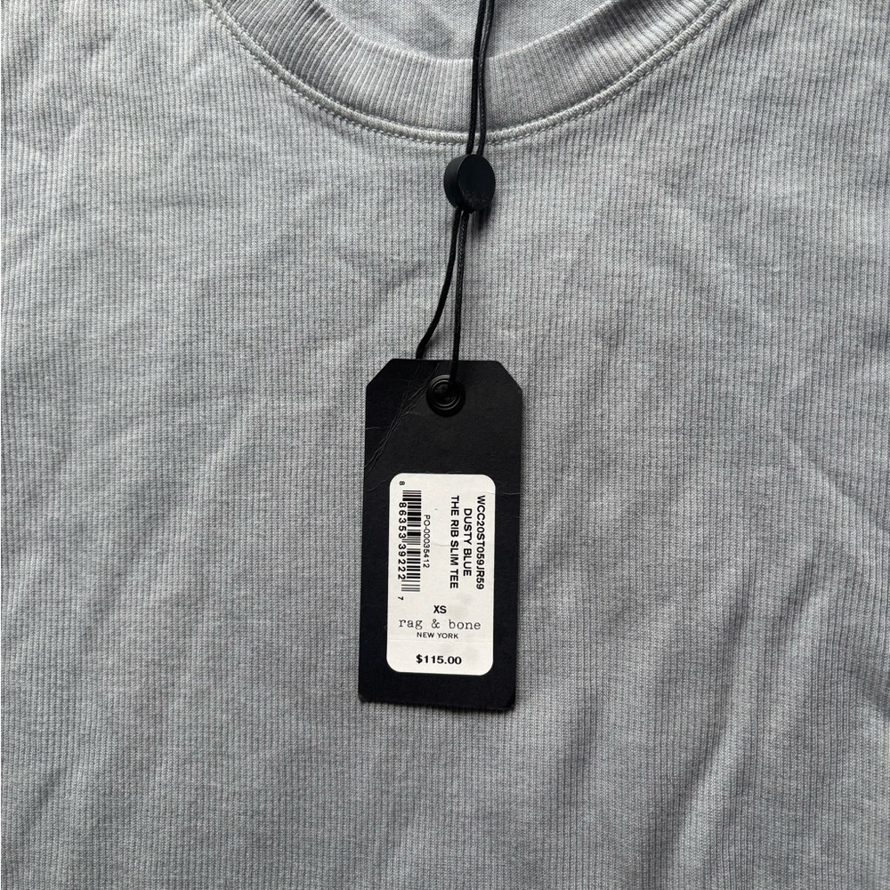 NWT Rag & Bone Dusty Light Blue Short Sleeve Ribbed Tee~ XS - Picture 3 of 4